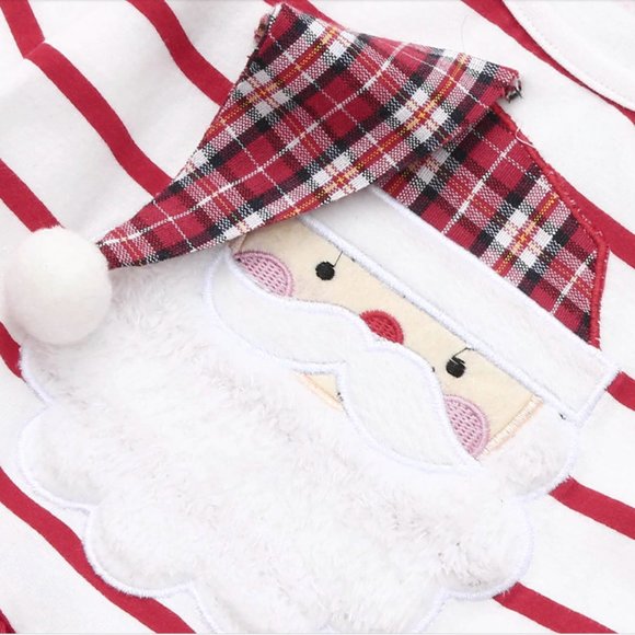 Girls Santa Plaid Hat Christmas Tulle Dress & Bow - Picture 4 of 5